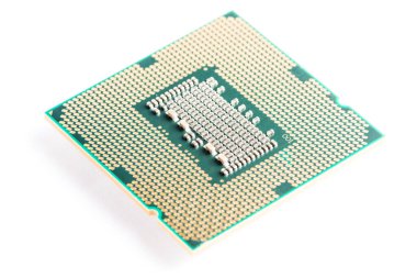 Beyaz arkaplan üzerinde İşlemci (Merkezi İşlem Birimi)