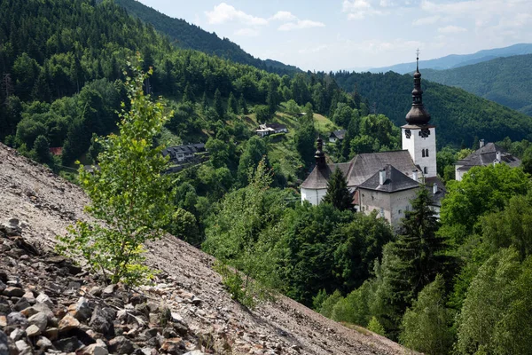 Church in old mining village Spania Dolina, Slovakia