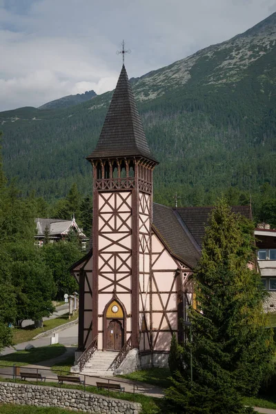 Tower Church Szeplőtelen Fogantatás Szűz Mária Stary Smokovec Magas Tátra — Stock Fotó