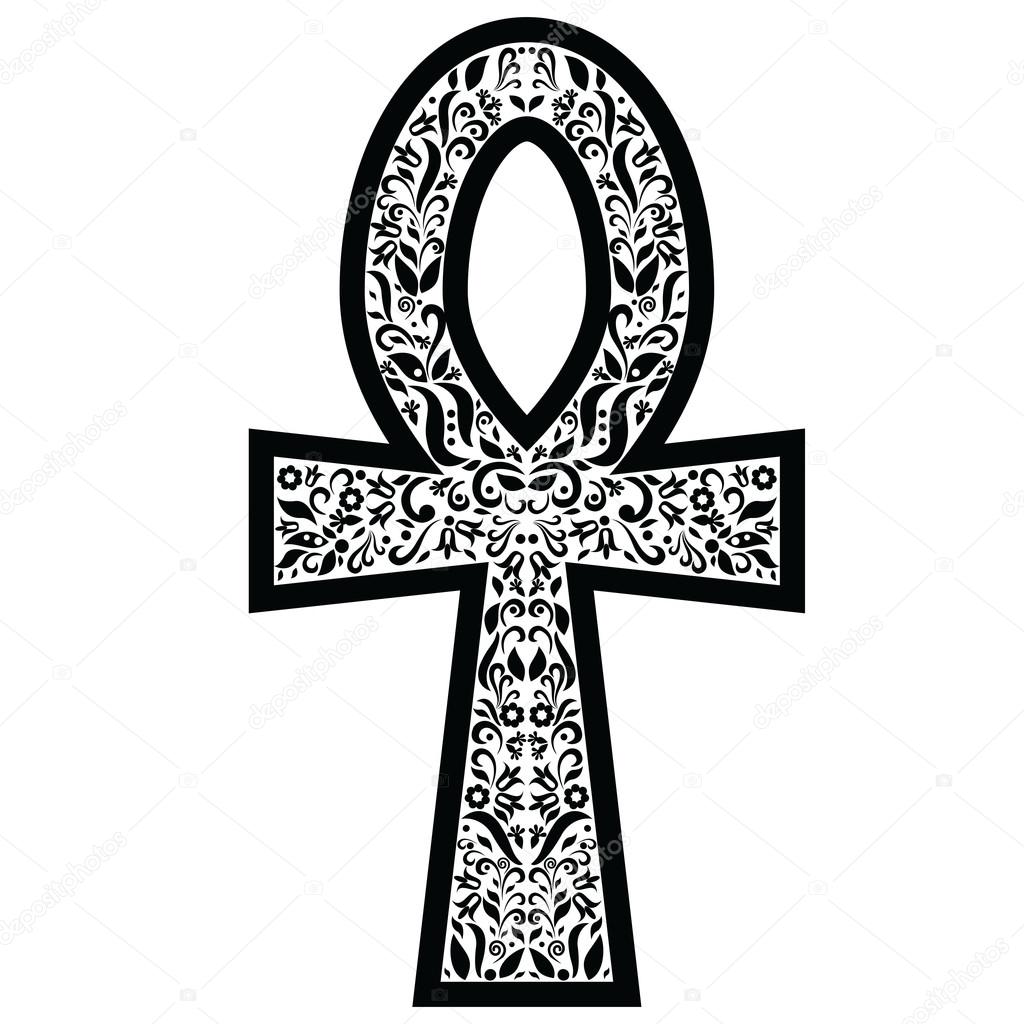 Shape Clipart: Black Ankh or Cross With Tear-shaped Loop 