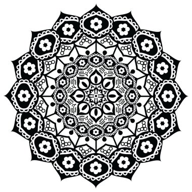 Lotus çiçeği anlamı temsil eden: doğruluk, ruhsal uyanış ve saflık Budizm içinde siyah ve beyaz mandala tarzı