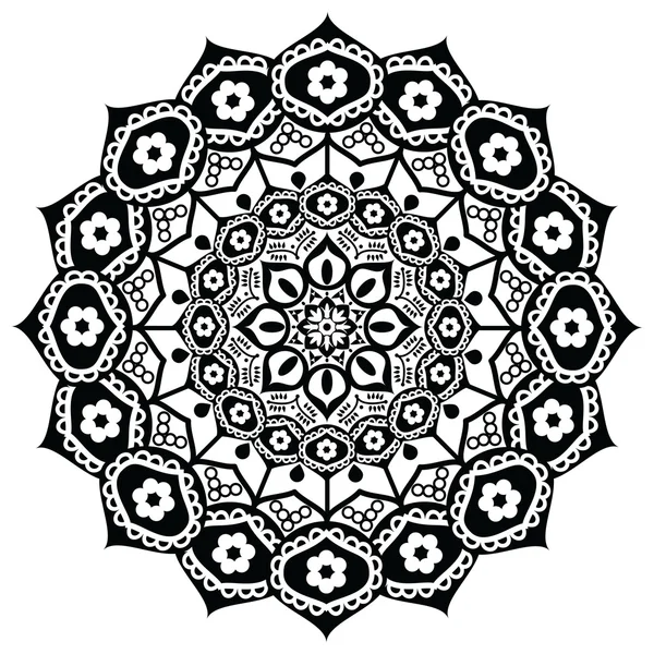 Lotusblume symbolisiert Bedeutung: Genauigkeit, spirituelles Erwachen und Reinheit im Buddhismus in Schwarz und Weiß im Mandala-Stil — Stockvektor