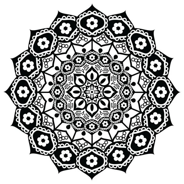 Flor de loto que representa el significado: exactitud, despertar espiritual y pureza En el budismo en blanco y negro en estilo mandala — Archivo Imágenes Vectoriales