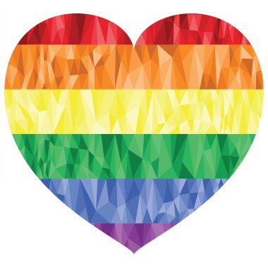 Gay ve lezbiyen insanlar gökkuşağı düşük Poli sanat kalp şeklinde kayıt