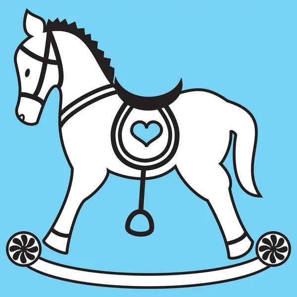 Мальчики Качающаяся лошадь икона на синем фоне с элементом сердца — стоковый вектор