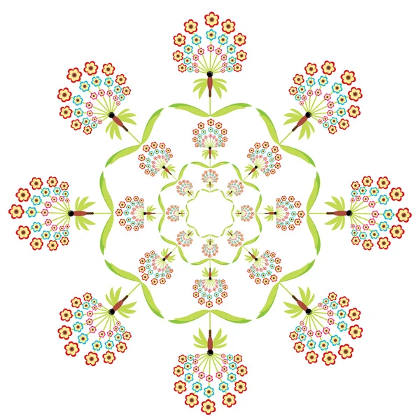 Broderie florală rotundă — Vector de stoc