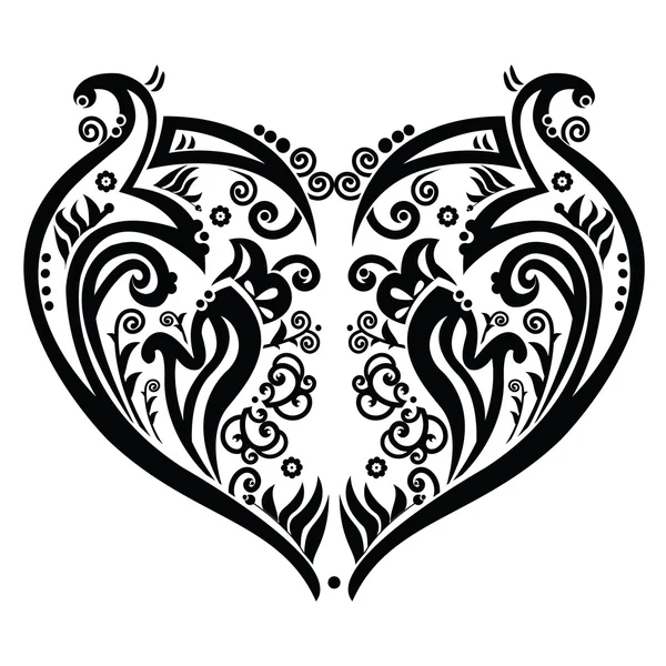 Tatuaje de corazón remolino inspirado — Vector de stock