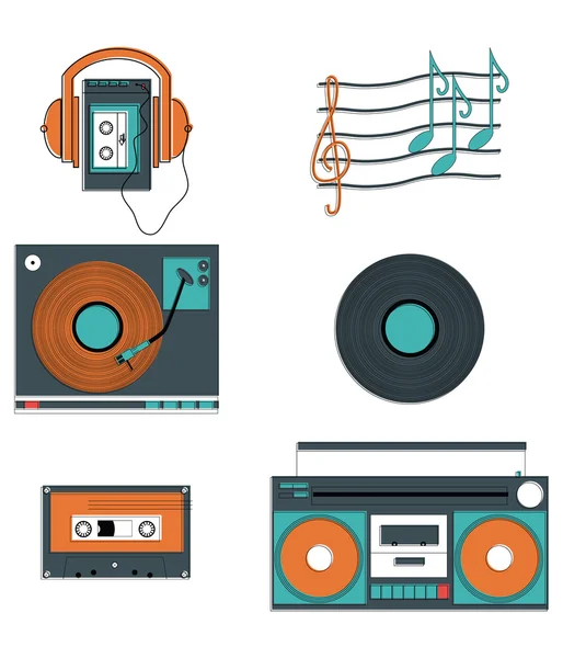 Reproductores y componentes musicales — Vector de stock