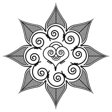 Şekil yaprakları ve kına dövme ortalarında kalp şekli ile