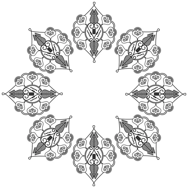 Forme de fleur d'inspiration indienne avec des éléments de tatouage au henné — Image vectorielle