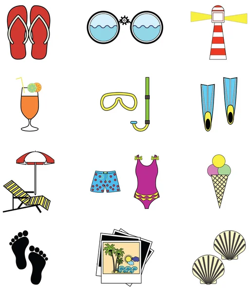 Summer and  holidays attributes — Stock Vector