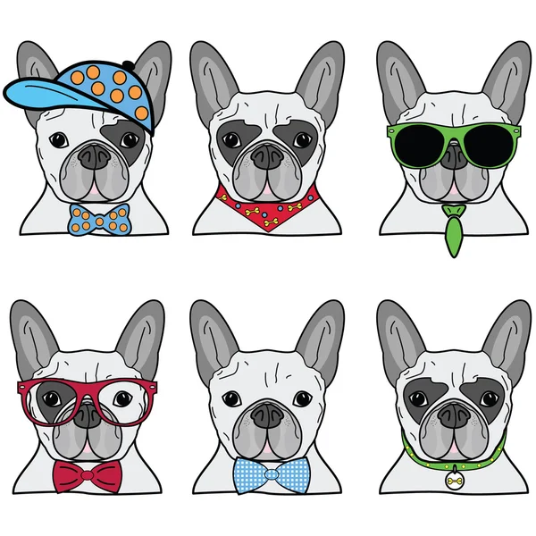 Icônes de bouledogue français II — Image vectorielle