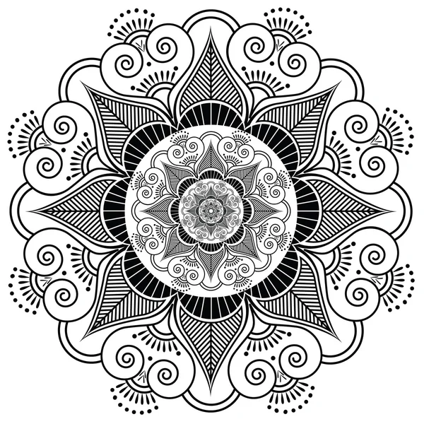 インドのヘナの入れ墨の花のパターン — ストックベクタ
