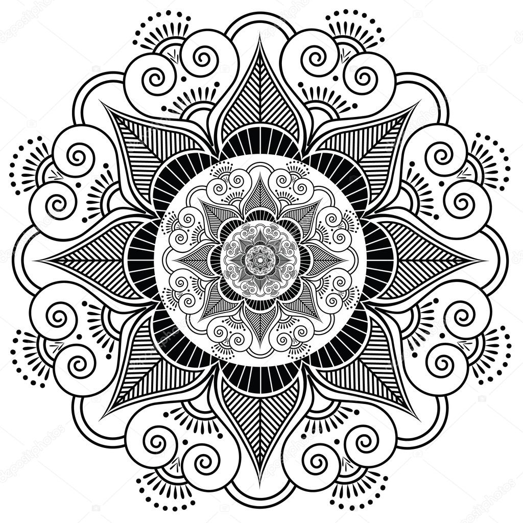 Indian henna tattoo flower pattern