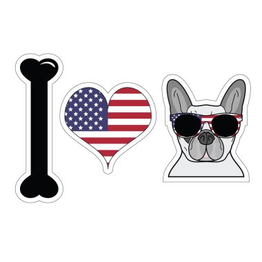 I love french bulldog with american symbols 2 clipart
