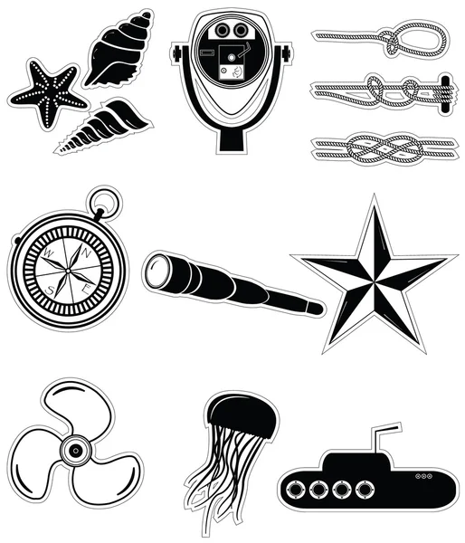 Nautical elements 2 sticker sty — Stock Vector