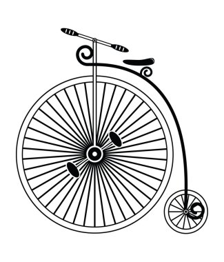 Vintage bike type 1 in black and white clipart