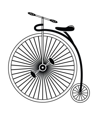 Vintage bike type 2 in black and white clipart