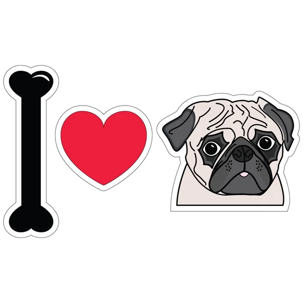 I love pugs. — Stock Vector