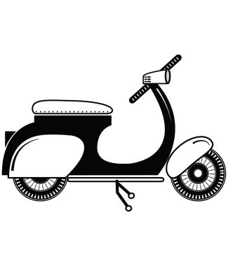 Vintage scooter tip 2 siyah beyaz
