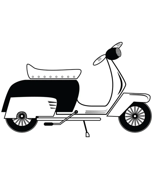 Scooter vintage tipo 1 in bianco e nero — Vettoriale Stock