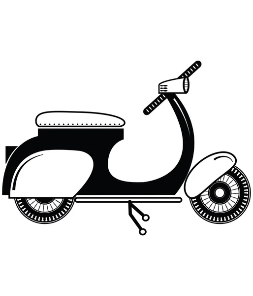 Scooter vintage tipo 2 in bianco e nero — Vettoriale Stock