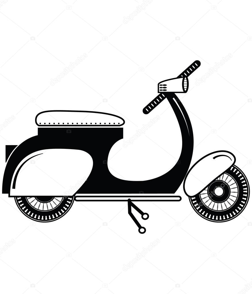 Vintage scooter type 2 in black and white