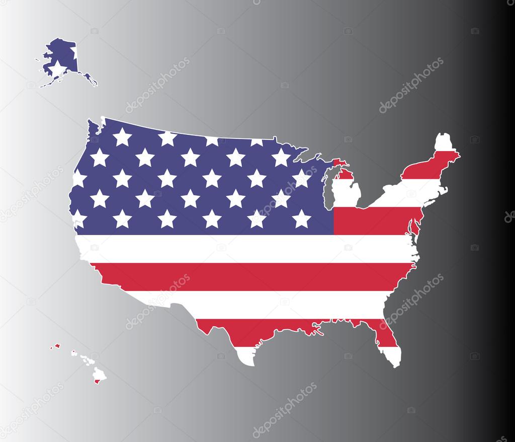 United states map on black to gray gradient background.