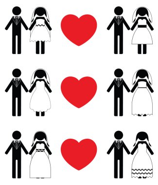 Damat ve gelin Icons set değişir