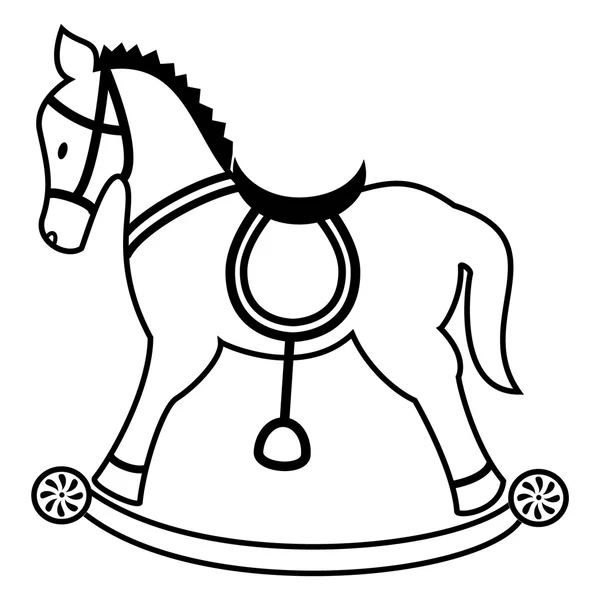 Cheval à bascule uni en noir et blanc — Image vectorielle