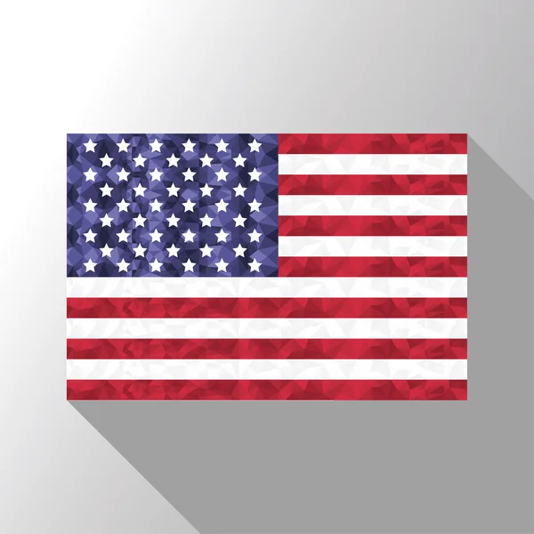 Bandiera americana in poli art design con effetto lunga ombra — Vettoriale Stock