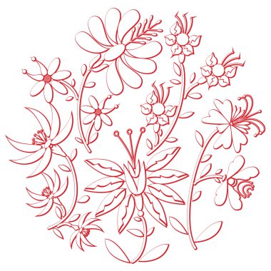 Kutlama gün halk ve nakış kesme ilham tarafından Doğu Avrupa Kültür beyaz ile kırmızı vuruş ile 3d etkisi ile çiçek öğeleri şekil yuvarlak