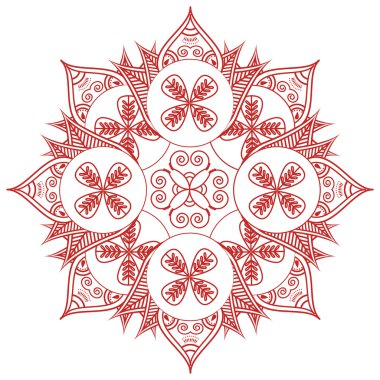 Asya kültürünü ilham düğün makyaj kına dövme dekorasyon çiçek şekli ile yaprakları kırmızı ve mutluluk, sevgi ve ruhsal yaşam, zen, simgeleyen kırmızı iç barış, feng shui