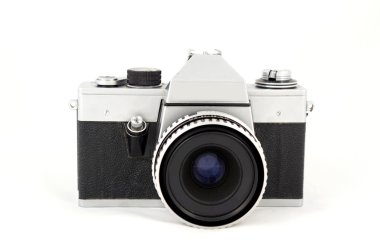 Beyaz zemin üzerine 1970'lerin film Slr fotoğraf