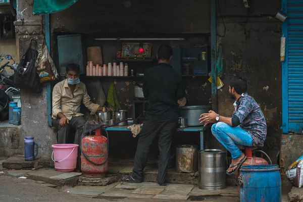 Tea Vendors Shop Roadside Lockdown Ahmedabad Gujarat India — Stock Photo, Image