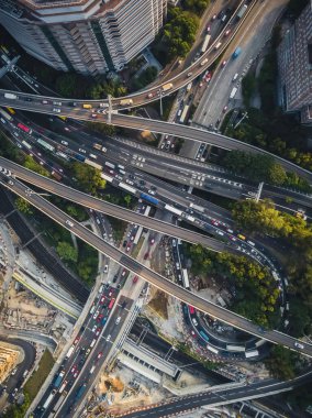 Hong Kong 'da Yoğun Trafiğin Hava Çekimi