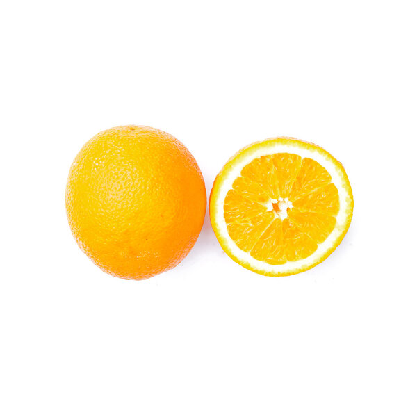 Orange fruit on white background.