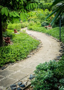 Kaya yolu tasarımında çiçekli Bahçe