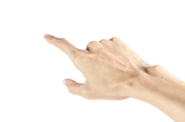 adam el sanal ekran dokunaklı. beyaz izole.