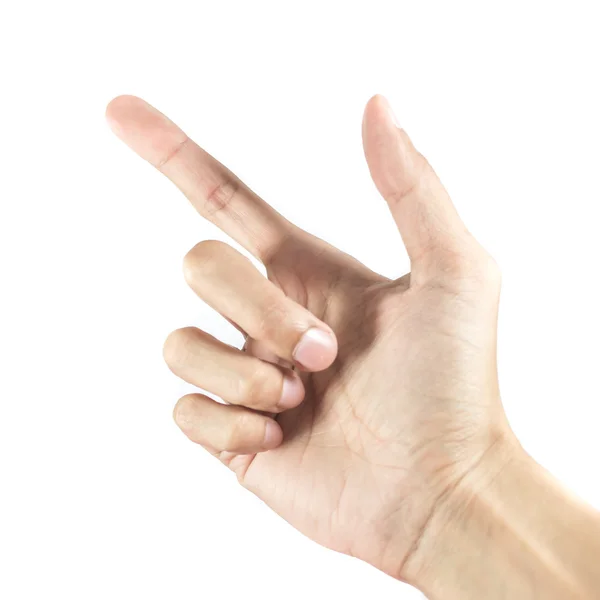 Mano de hombre apuntando sobre fondo blanco — Foto de Stock