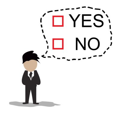 Select Evet ya da Hayır kararlar ile iş adamı