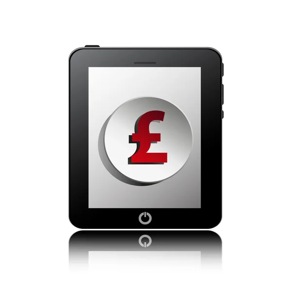 Tablet PC PC con icono de símbolo de finanzas en pantalla . — Foto de Stock