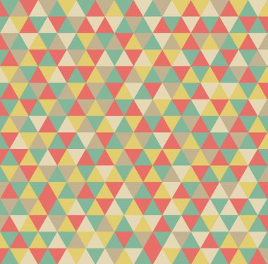 Geometrik desenler, üçgen şekiller. Renkli Retro biçimi. Sanat eseri, poster, broşür, ürün, kumaş baskısı, web sitesi, afiş, iş, sunum, markalaşma, paket, duvar kağıdı, arkaplan
