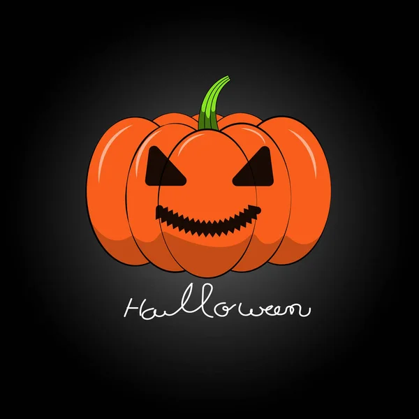 Orange Pumpkin Face Scary Black Background Main Signals Halloween Holiday — 스톡 벡터