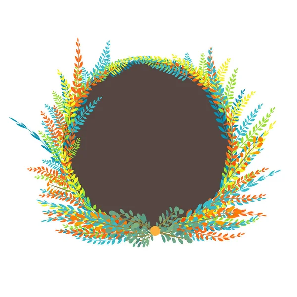 Kopya Alanı olan çiçek çelenkleri. Çember şeklinde çiçek. İlham verici alıntılar için elementler. Renkli Yapraklar Doğa Vektörü illüstrasyonu.