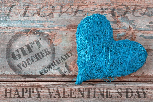 Blue Heart and Happy Valentines Day Gift Voucher