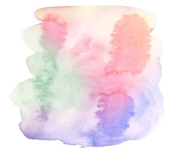 Polychrome Watercolor Spots Pastel Colors Natural Stains Paper Basis Isolated — Stock Photo, Image