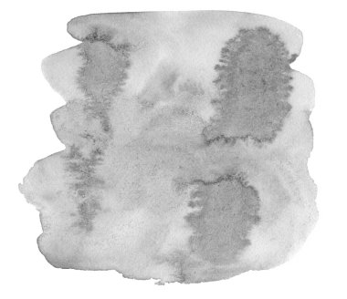 Kağıt bazlı doğal lekeli nötr gri suluboya lekeler. Tasarım için izole bir çerçeve. Soyut arkaplan.