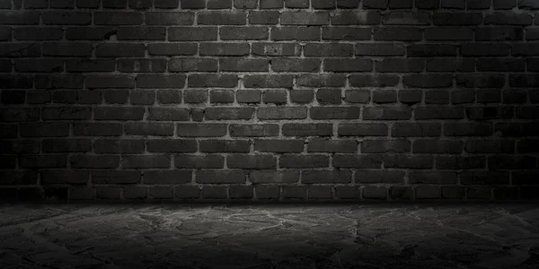 Boş tuğla duvar, stüdyo odası, ürünlerinizi sergilemek için. Mermer zemin ve tuğla duvar dokusu.