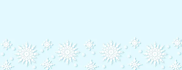 Patrón Navideño Copos Nieve Blancos Sobre Fondo Azul Claro Plantilla — Vector de stock